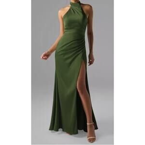 AW BRIDAL 14 1X plus green olive Aiden wedding formal party maxi dress NEW b43